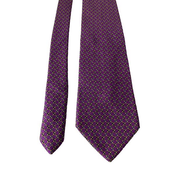 Brooks Brothers Makers Purple Blue Yellow Chain Tie Necktie Silk 58.5" 3… - Picture 1 of 8